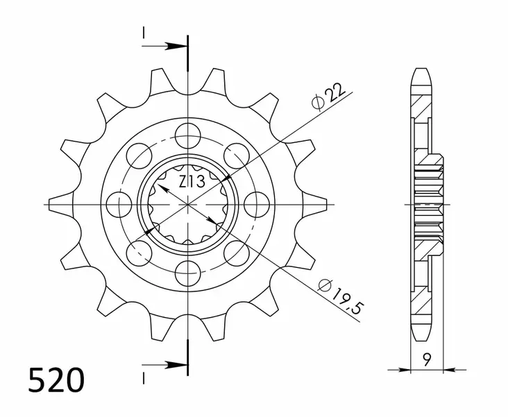 Supersprox / JT Front sprocket 428.12 - Motocross framdrev - 27-1-428-12 - 1