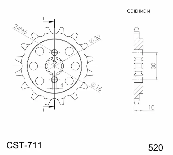 Supersprox / JT Front sprocket 711.12 - MC Framdrev - 27-1-711-12 - 1