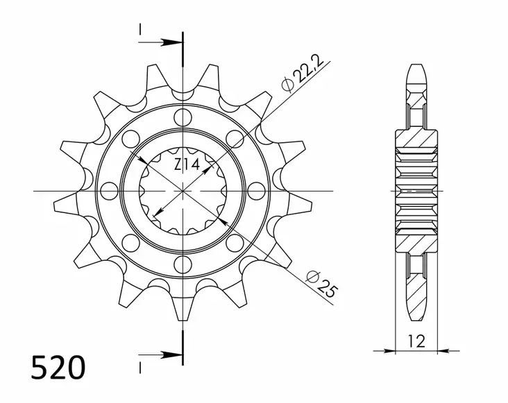 Supersprox / JT Front sprocket 715.12 - Motocross framdrev - 27-1-715-12 - 1