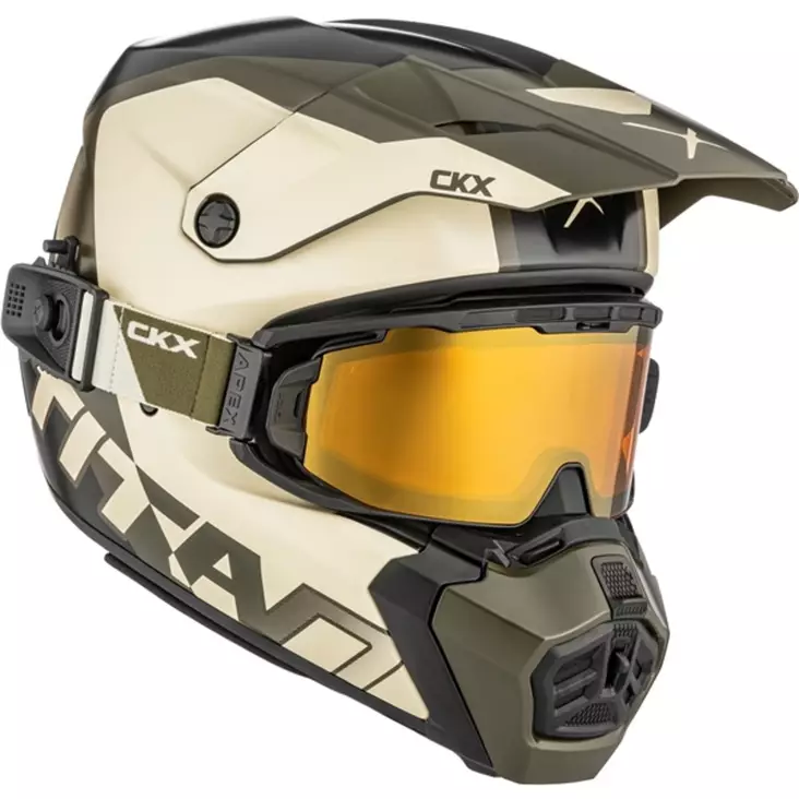 CKX Kypärä Titan AMS Nunavut Beige/Vihreä Matta + Ajolasit - Snöskoterhjälmar - 58-27002 - 1