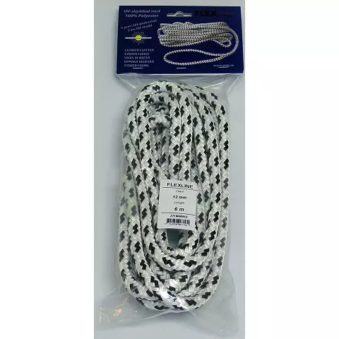 Förtöjningslina FLEXL Vit-Svart 12mm 6m - Förtöjningstrossar - 116-37190-60612 - 1