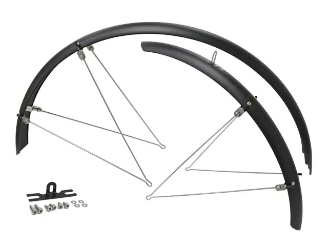 Stänkskärmspar 28" CAVO, med stag och fästen, matt svart 50 mm - Stänkskärmar - 41-382 - 1