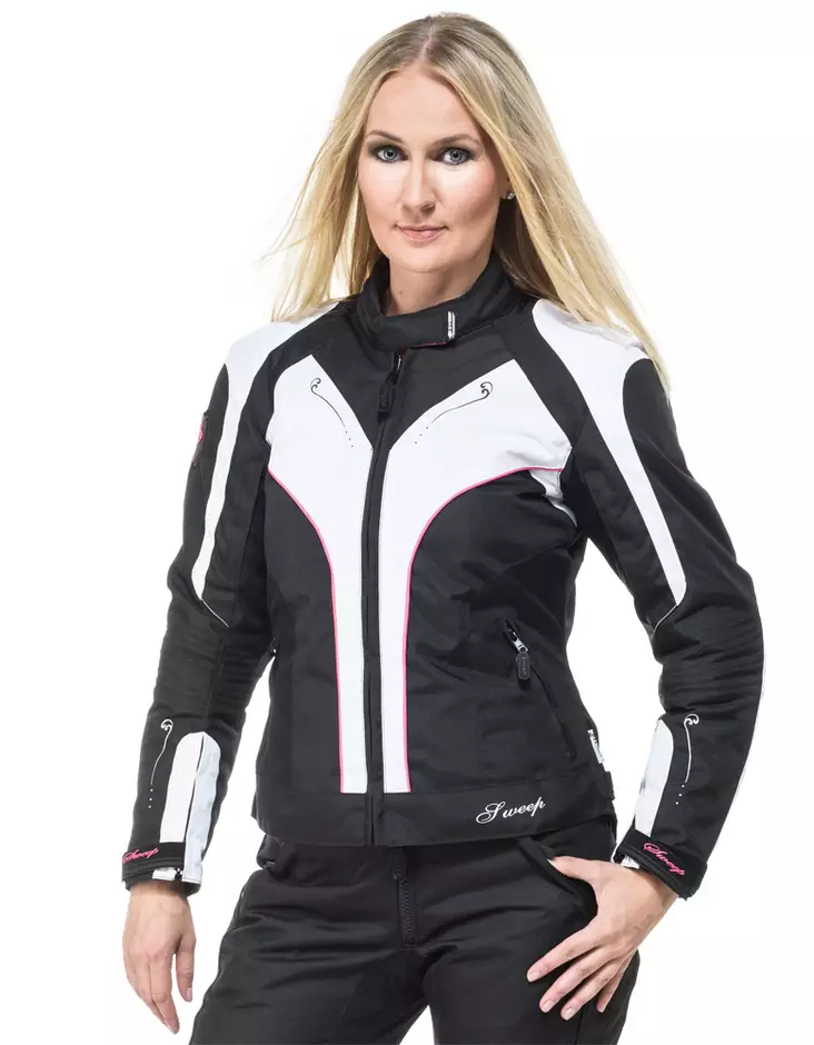 Textiljacka Sweep Lioness vattentät, svart/vit/pink - MC jackor - 532-8061-32 - 1