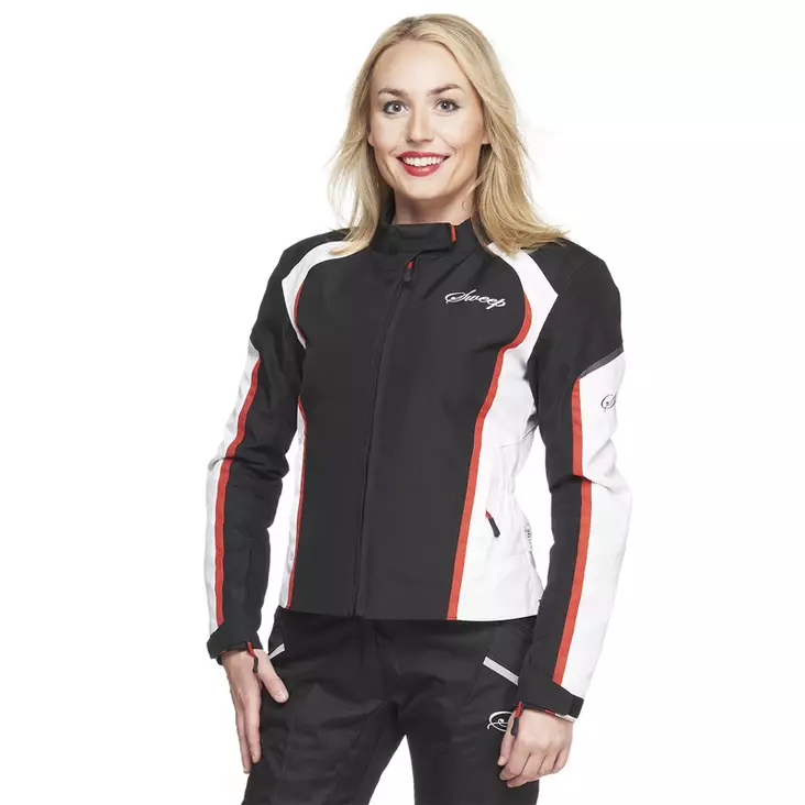 Textiljacka Sweep Milanese WP Lady, svart/vit/röd - MC jackor - 532-8115-32 - 1