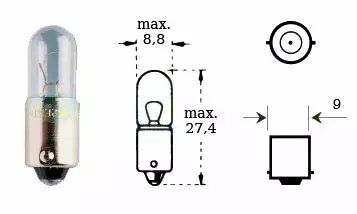 Glödlampa 12v 4w Ba 9s - MC Glödlampor - 12-71642 - 1