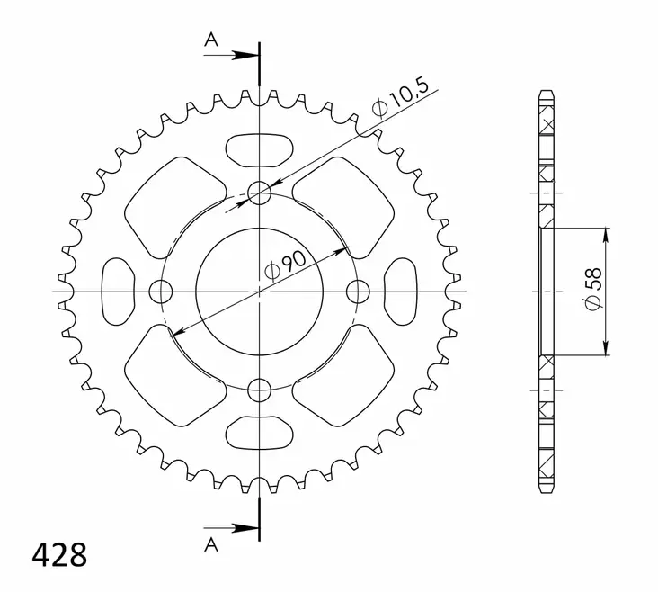 Supersprox Alu Rear sprocket HO CBR125 11- Red 44 - MC Bakdrev - 27-3-1221-44-2 - 0