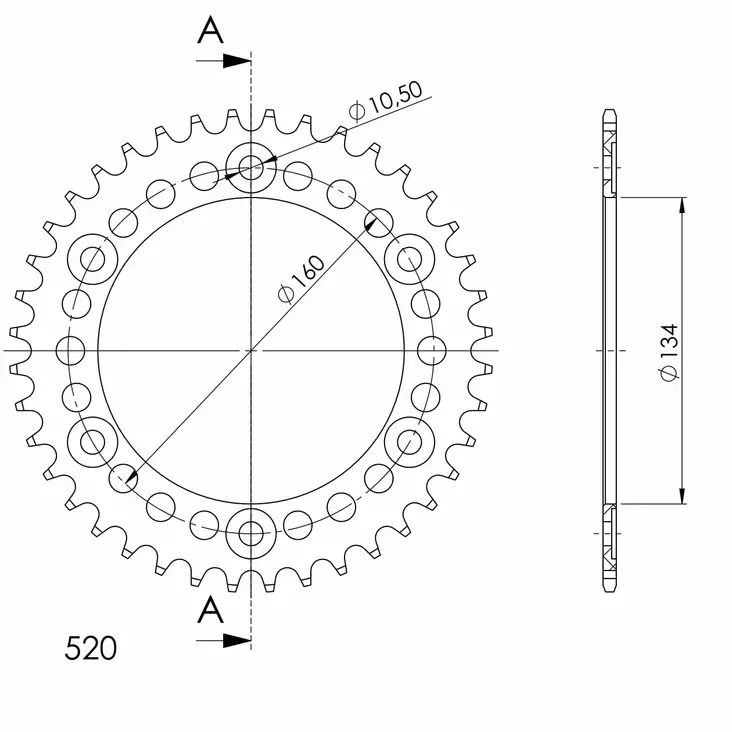 Supersprox Alu Rear sprocket HO Red 45 - MC Bakdrev - 27-3-1308-45-2 - 0