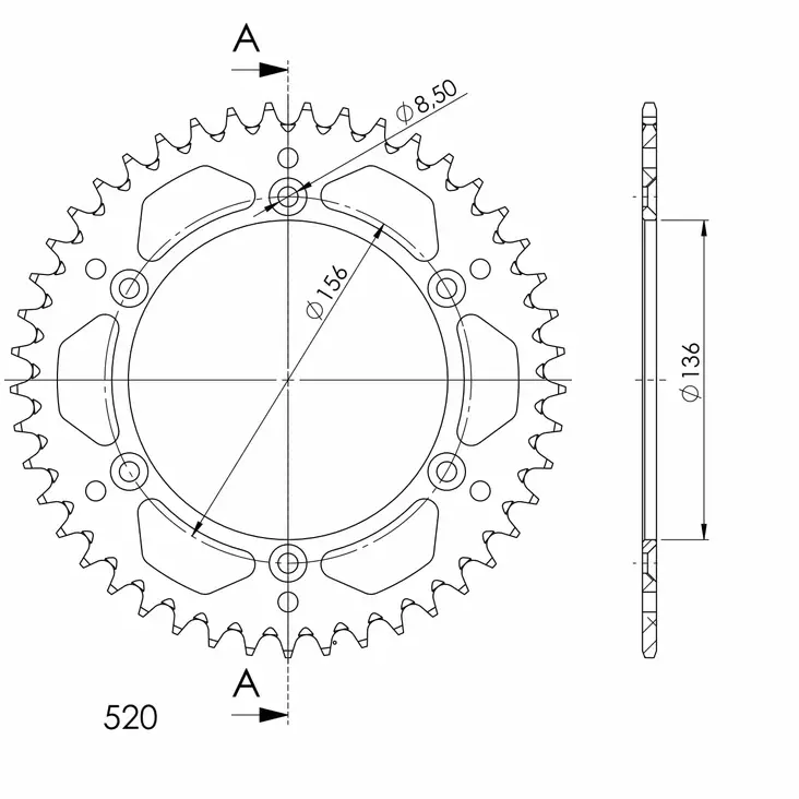Supersprox Alu Rear sprocket Husqv. Red 45 - MC Bakdrev - 27-3-1512-45-2 - 0
