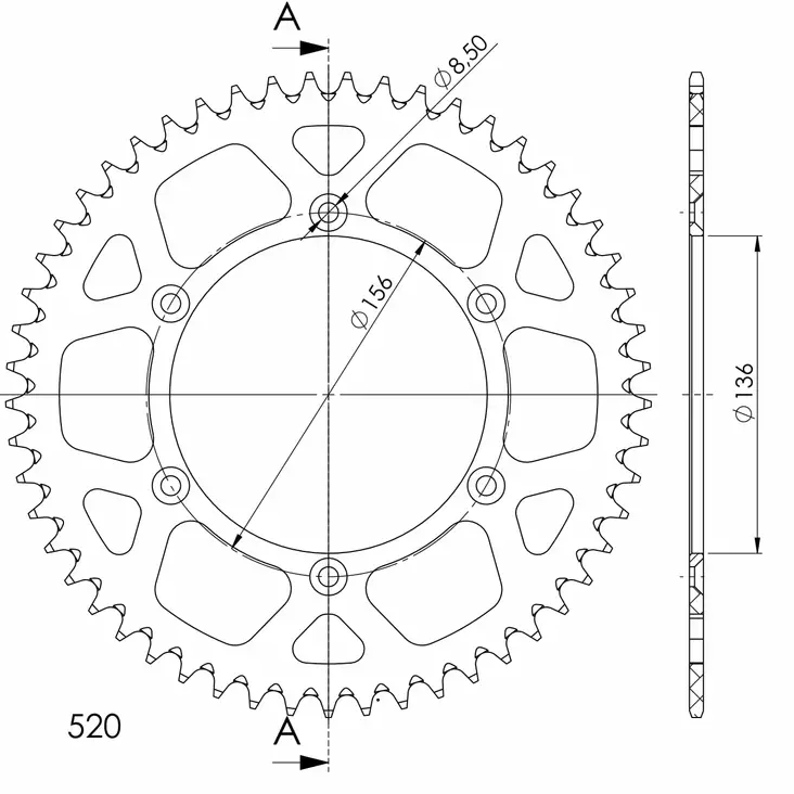 Supersprox Alu Rear sprocket Husqv. Red 52 - MC Bakdrev - 27-3-1512-52-2 - 0