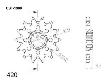 Supersprox Front Sprocket KTM SX65 98- z12 - MC Framdrev - 27-1-1900-12 - 1