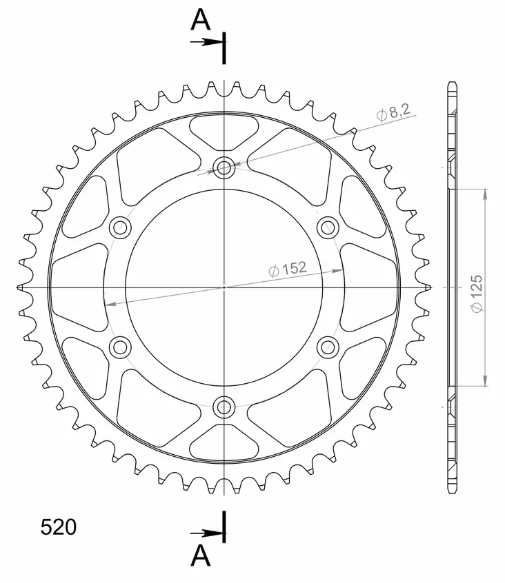 Supersprox Rear Sprocket Steel RFE-8000:52 - MC Bakdrev - 27-2-8000-52 - 0