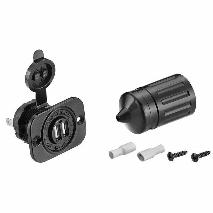 USB-kontakt med dubbla utgångar 12V-24V - Eluttag och stickkontakter - 133-1-C3032 - 1