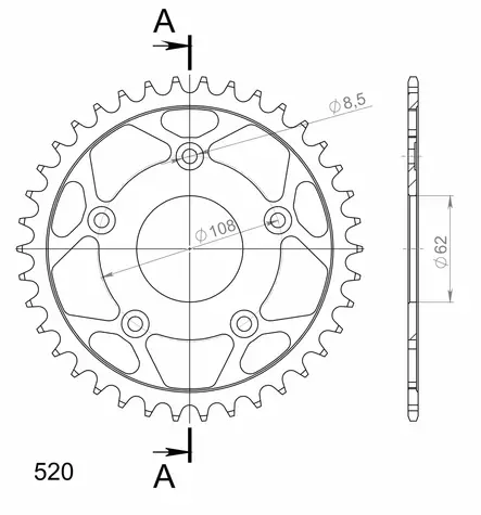 Supersprox / JT Rear sprocket 701.43 - MC Bakdrev - 27-2-701-43 - 1