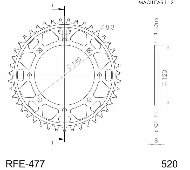 Supersprox / JT Rear sprocket 477.43 - MC Bakdrev - 27-2-477-43 - 1