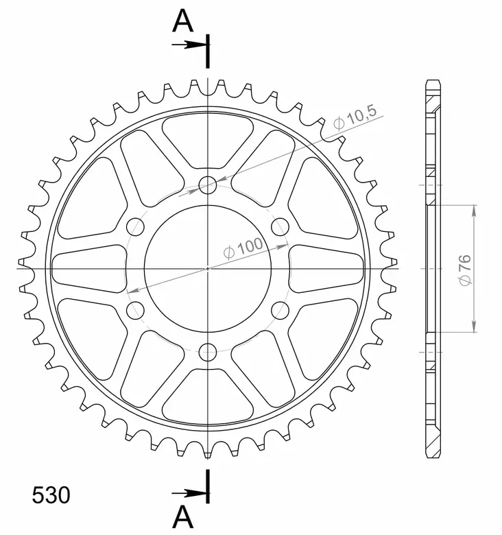 Supersprox / JT Rear sprocket 816.43 - MC Bakdrev - 27-2-816-43 - 1