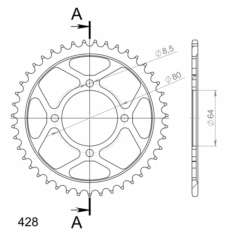 Supersprox / JT Rear sprocket 838.43 - MC Bakdrev - 27-2-838-43 - 1