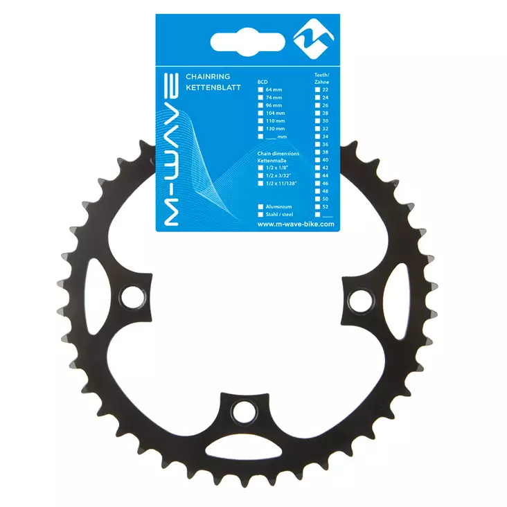 Kedjekrans E-bike, 42T, BCD104, stål, svart - Elcyklar hjul - 352683 - 1