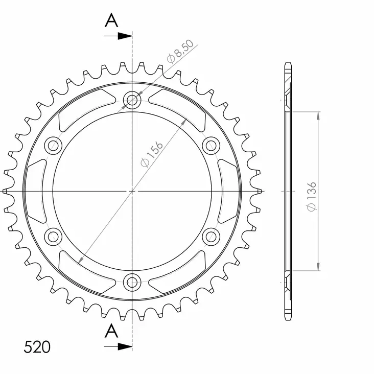 Supersprox Steel Rear sprocket Beta/GasGas/Husqv. Black 43 - MC Bakdrev - 27-2-1512-43 - 1