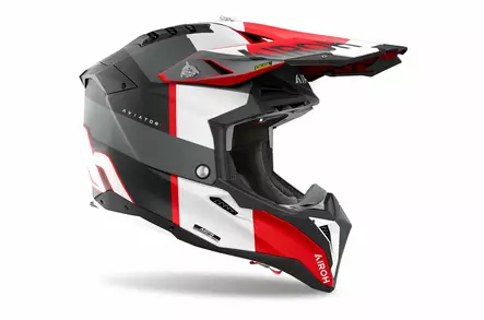 MC-hjälm Airoh Aviator 3 Monarch, matt grå/röd - Crosshjälmar - 57-25004 - 2