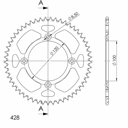 Supersprox Alu Rear sprocket SU/YA RM80/85/YZ80/85 Blue 52 - MC Bakdrev - 27-3-998-52-4 - 2