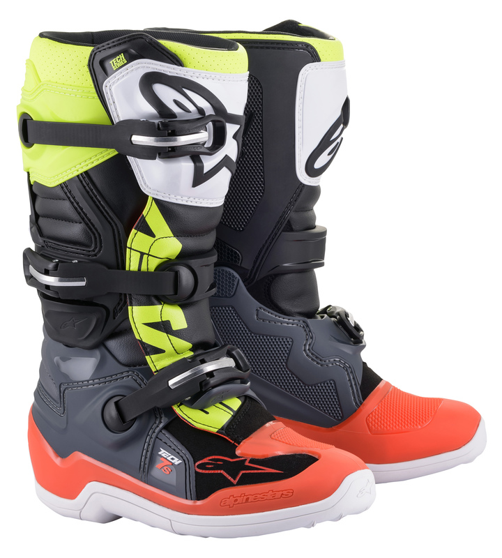 Alpinestars crosstövel Tech 7s junior gr/röd/gul fluo - Barn crosstövlar - D372314 - 2