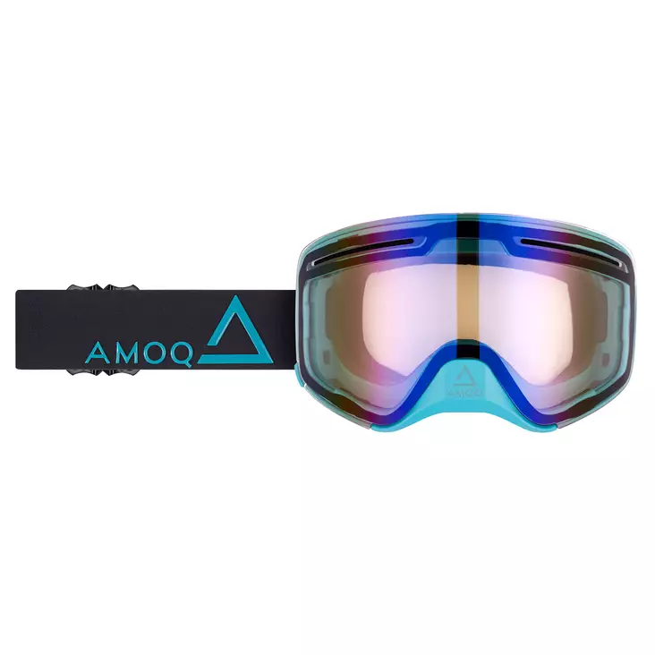 AMOQ Vision Vent+ Magnetic Goggles Black-Turqoise - Blue Mirror - Skoterglasögon - 645-23130324 - 1