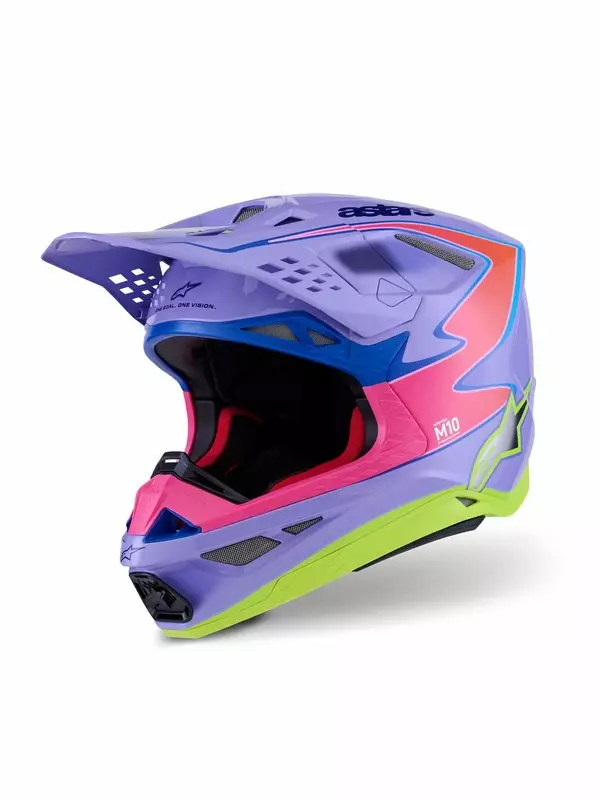Crosshjälm Alpinestars S-M10 JL R01, lila/fluo rosa/fluo gul - Crosshjälmar - D513814 - 1