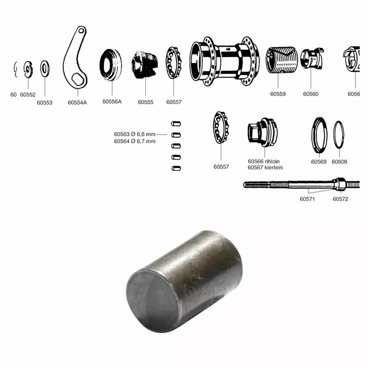 Rulle FAVORIT 1-vxl, 6, 7mm - Baknav Favorit 1-v - 60564 - 1