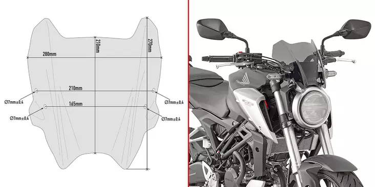 GIVI SPECIFIC SCREEN HONDA CB125R - MC Vindrutor - 323-A1164 - 1