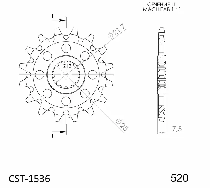 Supersprox / JT Front sprocket 1536,14 - MC Framdrev - 27-1-1536-14 - 1