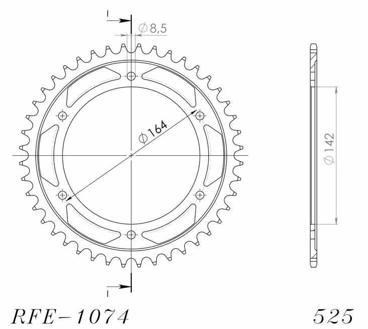 Supersprox / JT Rear sprocket 1074.44 - MC Bakdrev - 27-2-1074-44 - 1