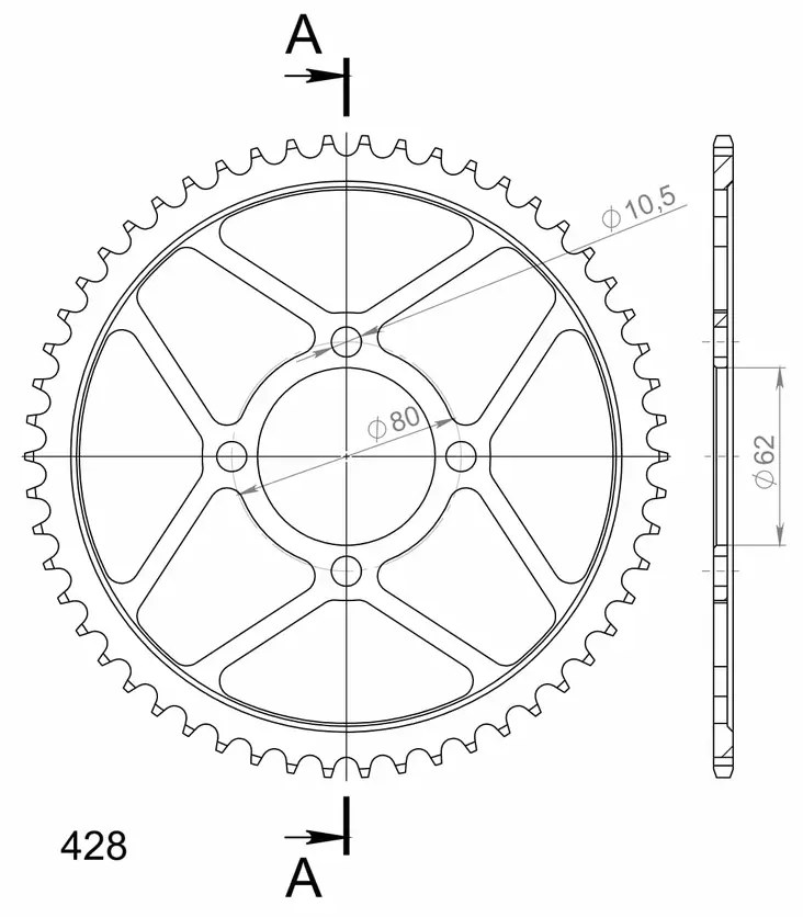 Supersprox / JT Rear sprocket 1843.54 - Motocross bakdrev - 27-2-1843-54 - 1
