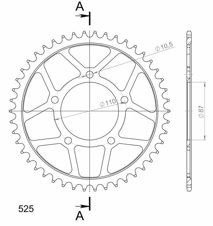Supersprox / JT Rear sprocket 807.44 - MC Bakdrev - 27-2-807-44 - 1