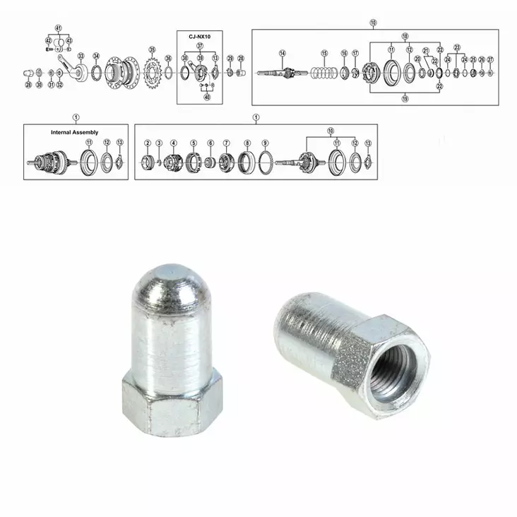 Kupolmutter 3/8" - Baknav Shimano 7-v - 60574 - 1