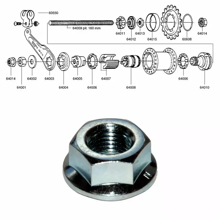 Mutter SHIMANO (CB-E110) 1-vxl - Baknav Shimano 1-v - 64014 - 1