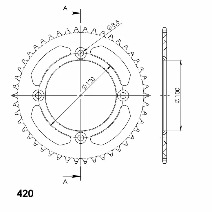 Supersprox Rear Sprocket Alu RAL-6622:47 Blue - MC Bakdrev - 27-3-6622-47-4 - 0