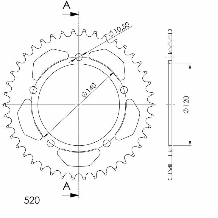 Supersprox Alu Rear sprocket SU Black 44 - MC Bakdrev - 27-3-1793-44-4 - 1