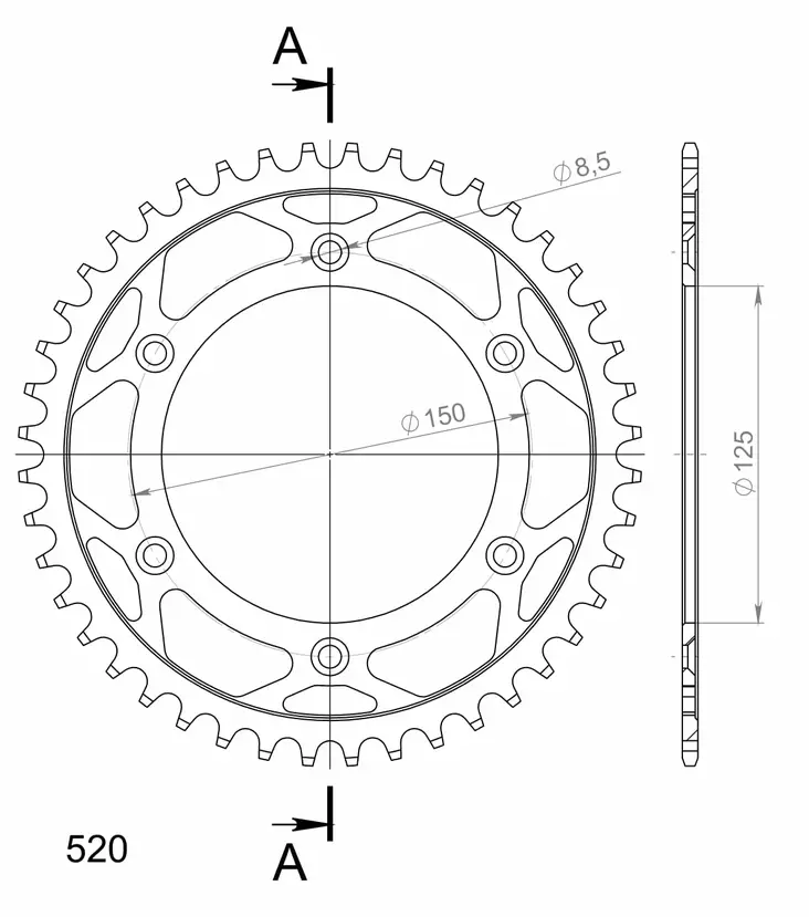Supersprox Steel Rear sprocket KTM/Husqv./Husab. Black 44 - MC Bakdrev - 27-2-990-44 - 1