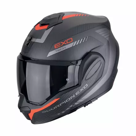 MC-hjälm SCORPION EXO-TECH EVO CARBON Cozy, matt svart/röd - MC öppningsbara och öppna hjälmar - 649-2505 - 1