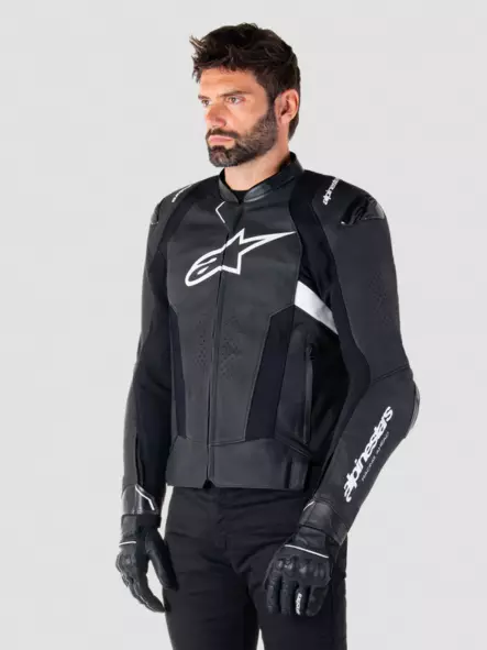 MC-skinnjacka Alpinestars Missile v3, svart/vit - MC skinnjackor - D496885 - 2