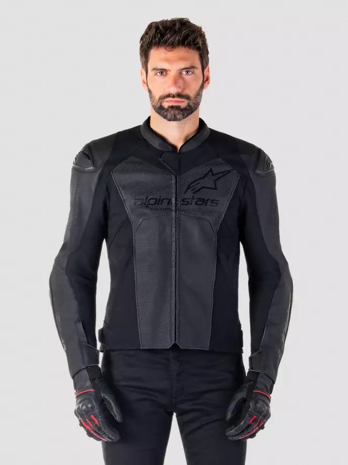 Alpinestars Nahkatakki Faster v3 Airflow Musta/Musta - MC skinnjackor - D496895 - 1