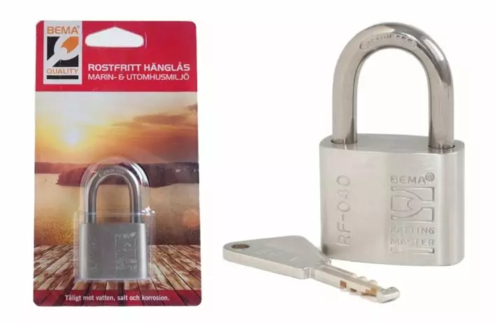 BEMA QUALITY HÄNGLÅS RF-040 OKLASS. ROSTFRITT 1-PACK - Kättingar - 492-36945 - 1