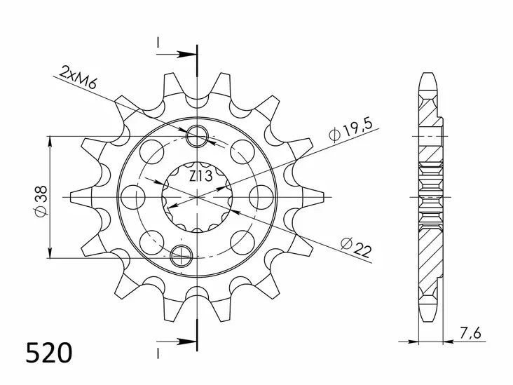 Supersprox / JT Front sprocket 1401.15 - MC Framdrev - 27-1-1401-15 - 1