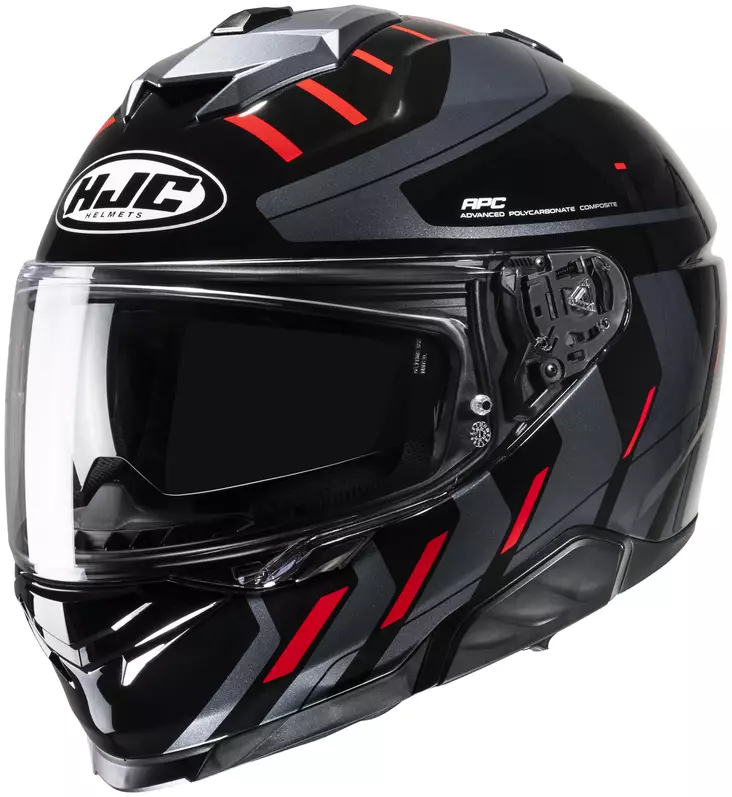 Motorcykelhjälm HJC i71 Simo, Svart/Grå/Röd MC1 - MC integralhjälmar - 630-23085 - 1