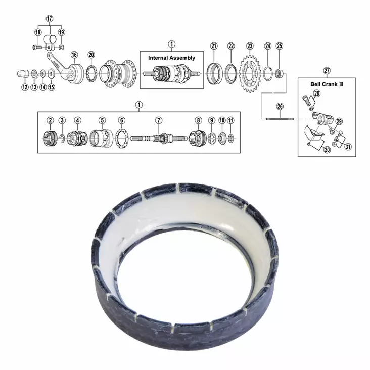 SHIMANO 3-V (SG-3C40), dammskydd höger - Baknav Shimano 3-v - 64335 - 1