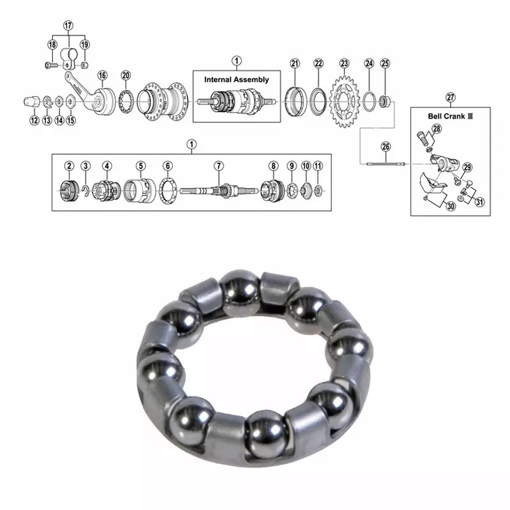 SHIMANO 3-V (SG-3C40), kulring J - Baknav Shimano 3-v - 64315 - 1