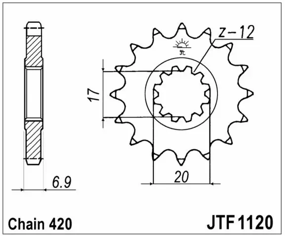 Tec-X Framdrev, 15 tänder (420), Minarelli AM6 - Framhjul - 27-0085-15 - 1