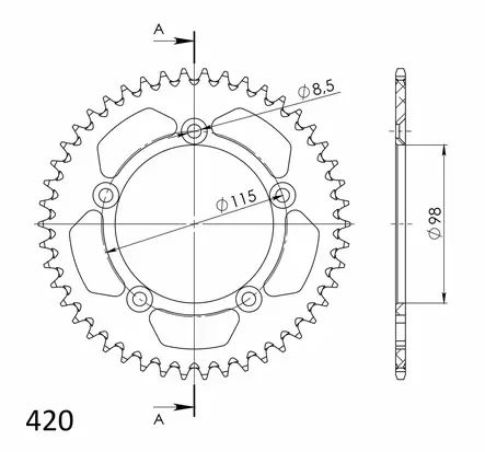 Supersprox Alu Rear sprocket KTM 60/65SX 97- Orange 46 - MC Bakdrev - 27-3-4-46-6 - 2