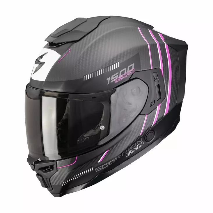 SCORPION hjälm EXO-1500 CARBON AIR ZITY, svart/rosa matt - MC integralhjälmar - 649-26126 - 1