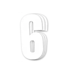 Blackbird siffror vit 3st/sats 13x7cm #6 - Motocross nummerdekaler - 381-5047-10-6 - 1